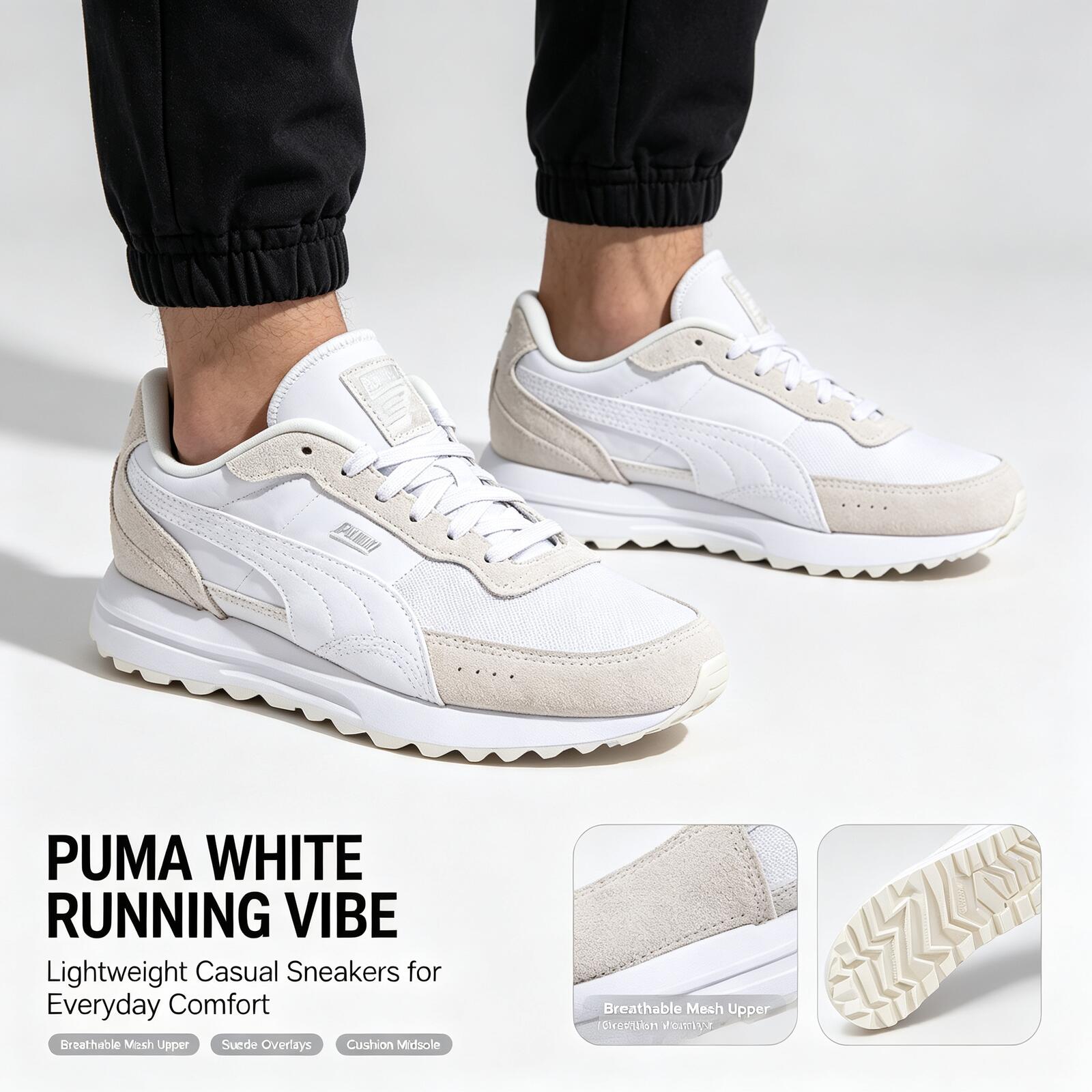 Men'S Shoes Puma Sneakers - Sepatu Lari Ringan Putih Puma Baru